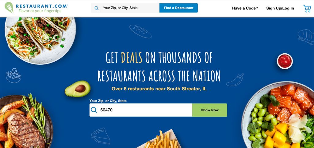 Restaurant.com Homepage