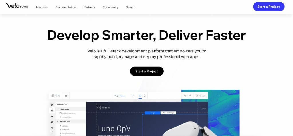 Velo by Wix Homepage