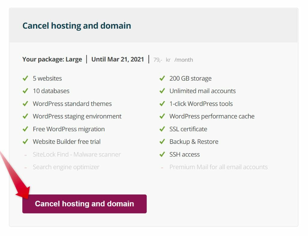 Cancel Hosting