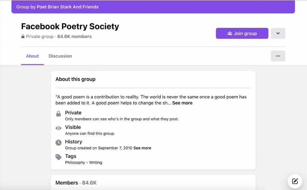 Facebook Poetry Society