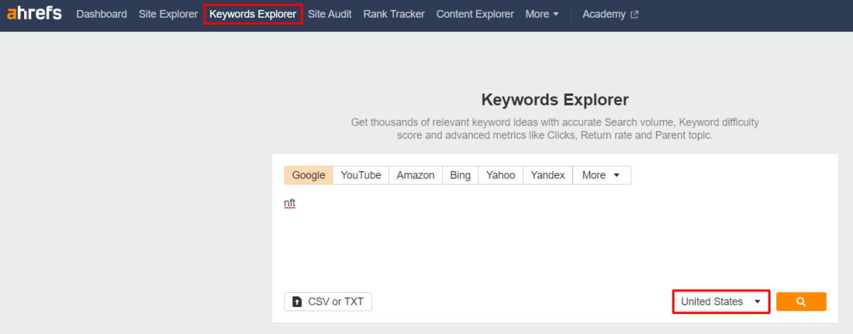 ahrefs keywords explorer tool