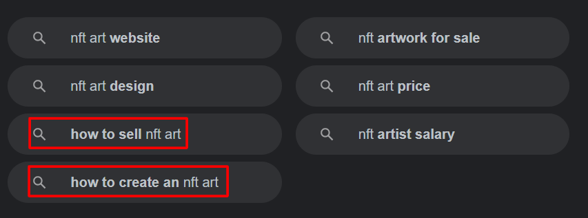 related searches for nft art