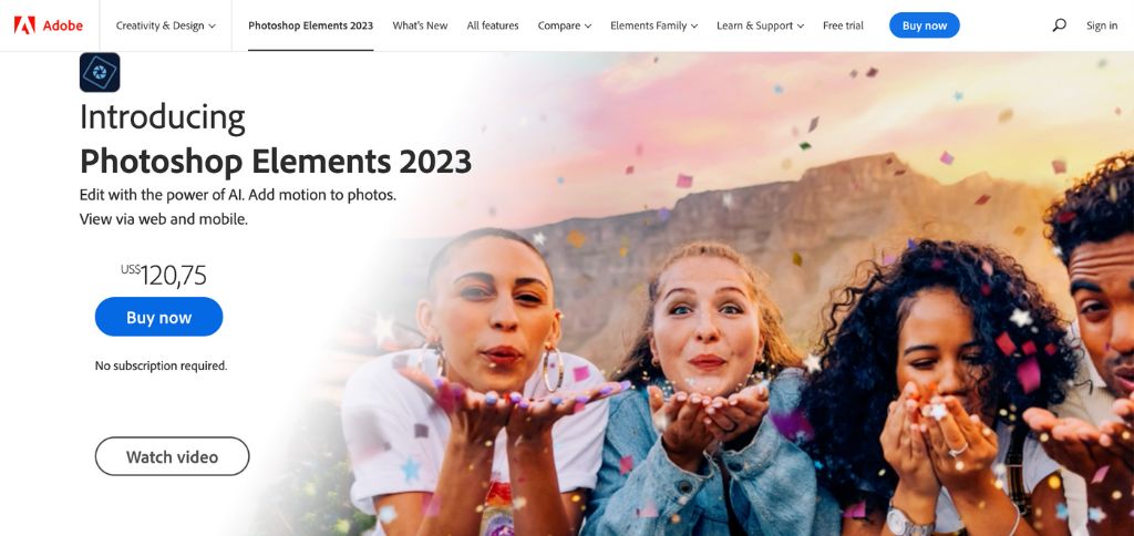 Adobe Elements Homepage