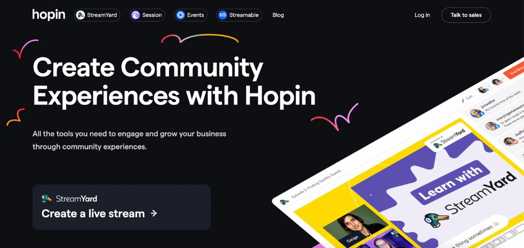Hopin Homepage