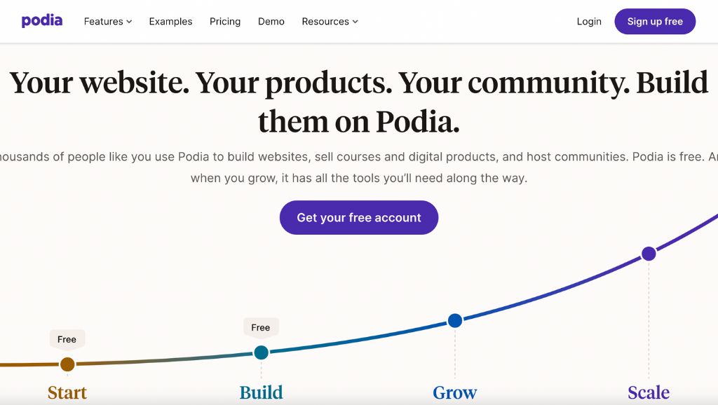 Podia Homepage