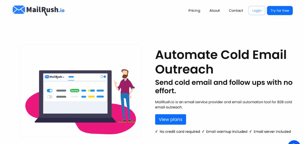 Mailrush io Homepage