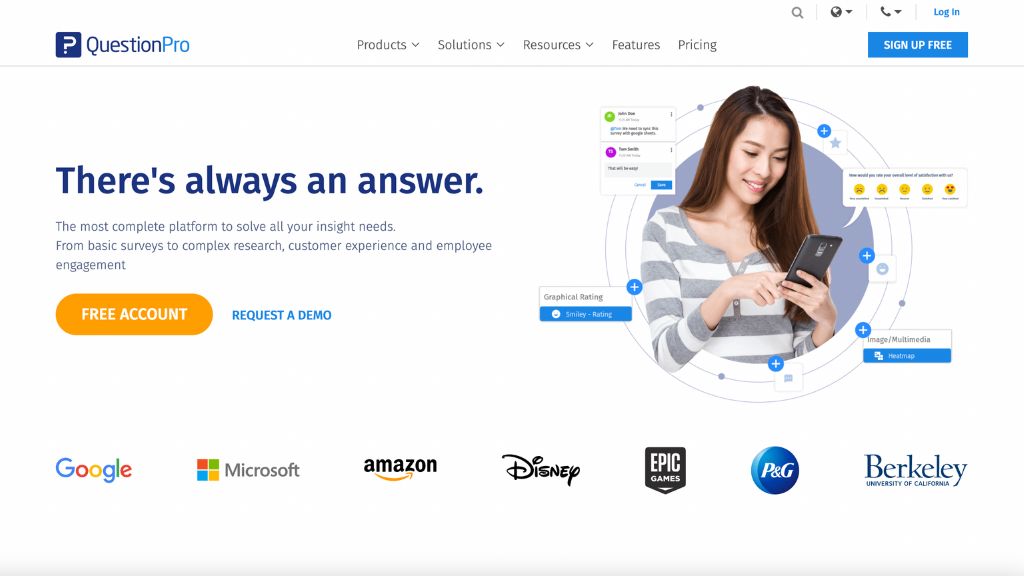 QuestionPro homepage