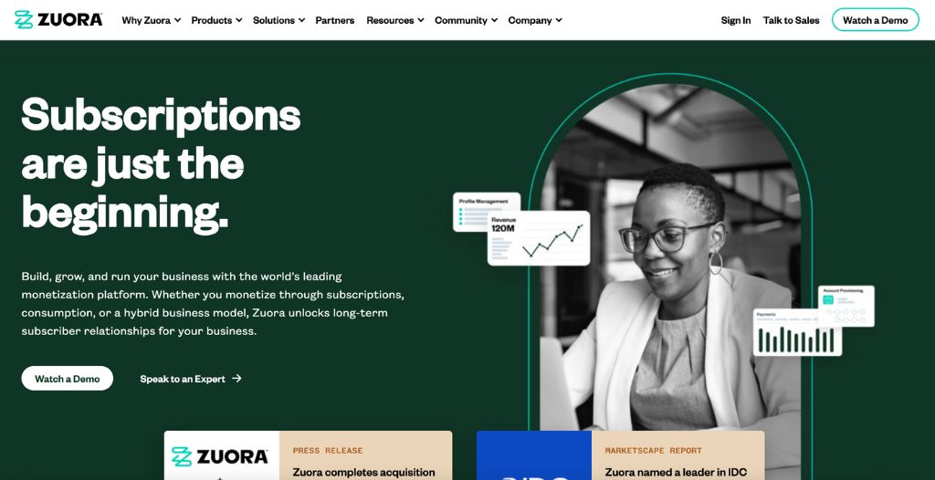Zuora homepage