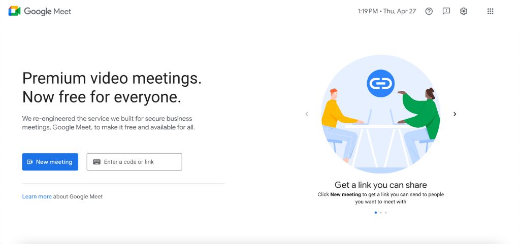 Google Meet Homepage