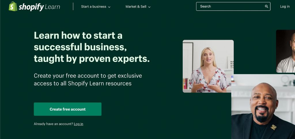 Shopify Learn Homepage