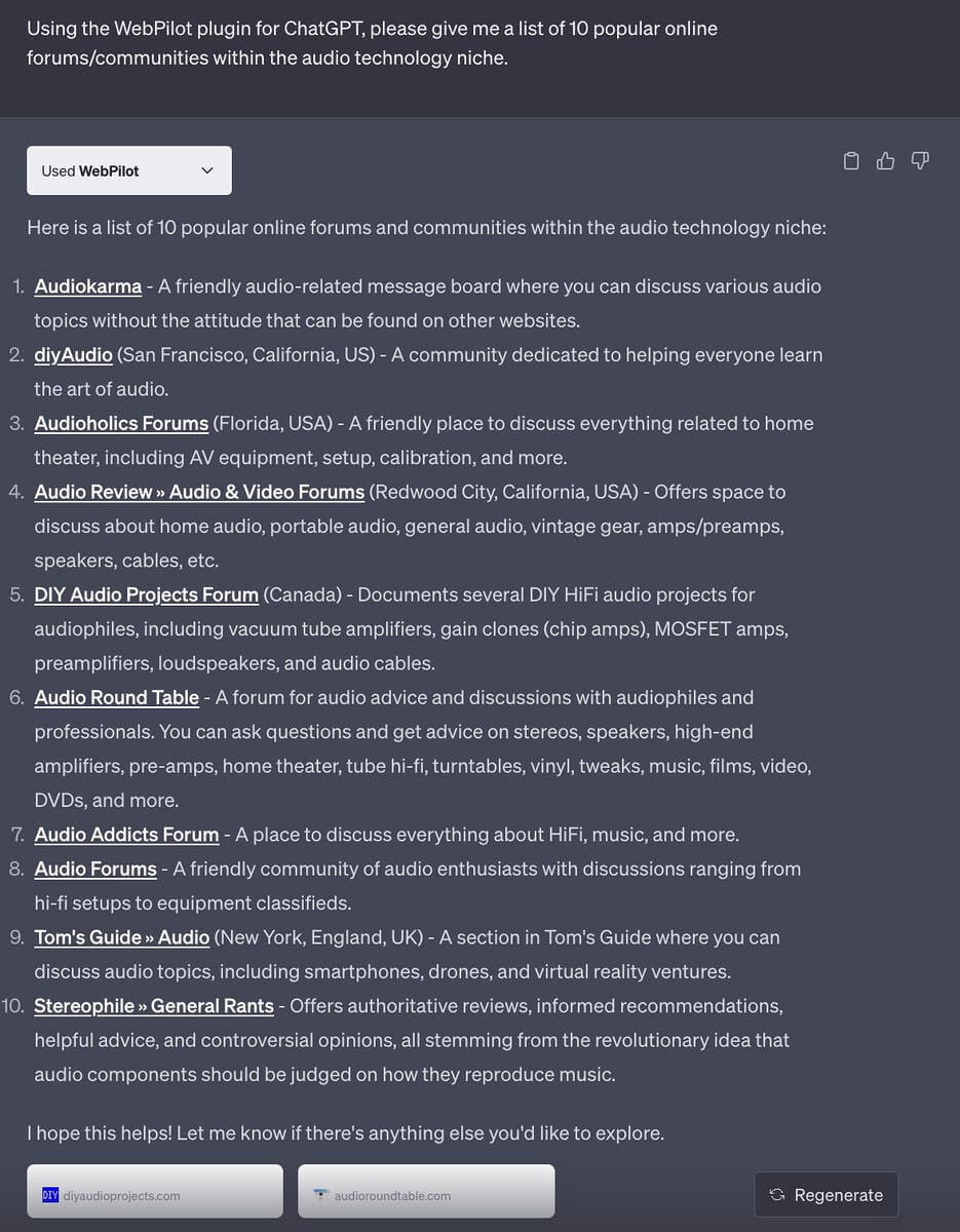 WebPilot plugin for ChatGPT